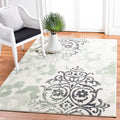 SAFAVIEH Adirondack Collection Area Rug - 4 Square, Ivory & Green, Floral Glam Damask Distressed Design, Ideal for High Traffic