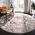 SAFAVIEH Madison Collection 67 Round Fuchsia / Ivory MAD603R Oriental Snowflake Medallion Distressed Non-Shedding Dining Room E