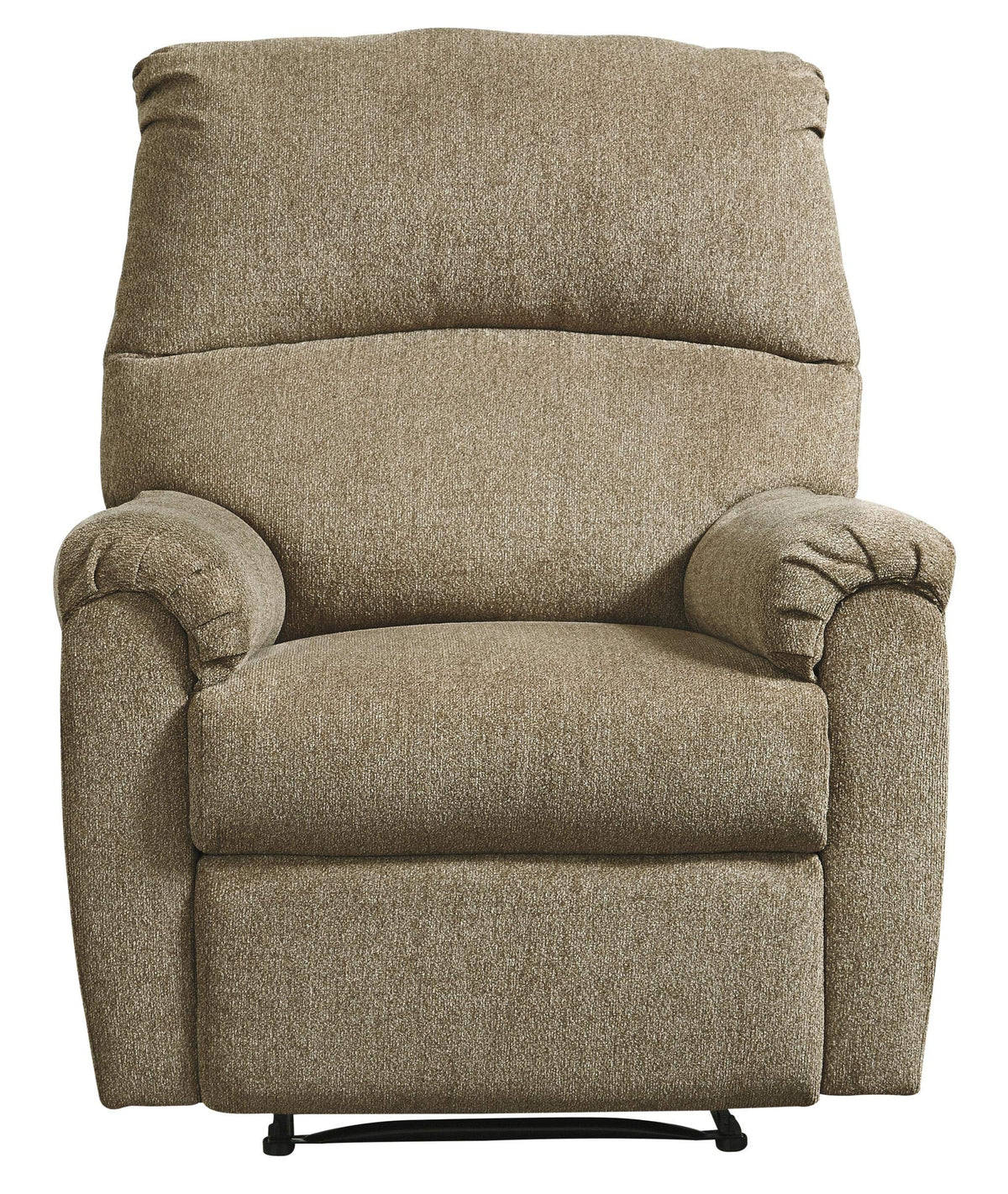 Benjara Fabric Upholstered Zero Wall Recliner With Pillow Top Armrests, Beige