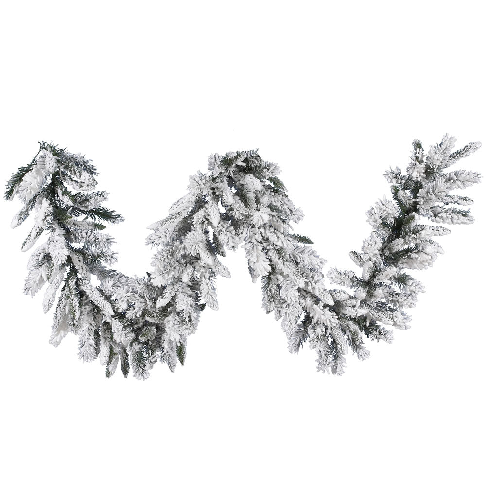 Vickerman 9 X 16 Inch  Flocked Snow Ridge Garland 160T  A128216