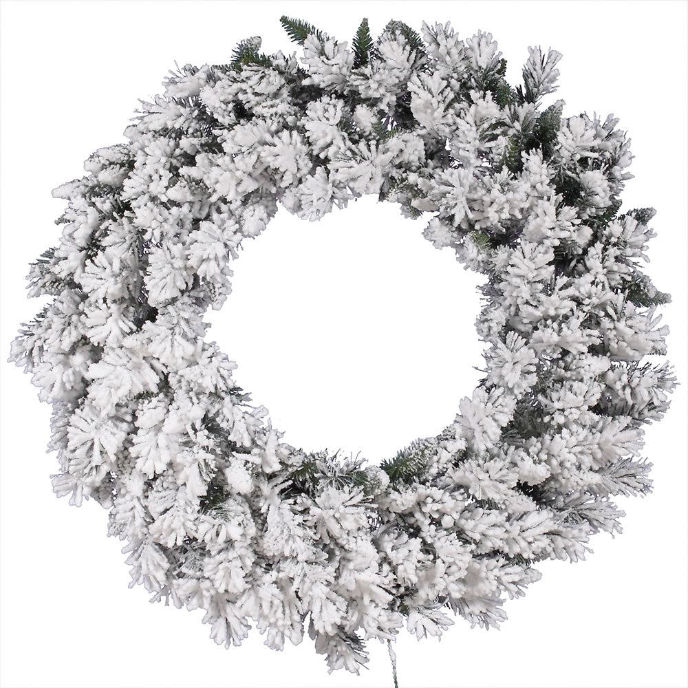 Vickerman 42 Inch  Flocked Snow Ridge Wreath 160T  A128242