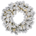 Vickerman 42 Inch  Flkd Snow Ridge Wreath Led100 Wmwht  A128243Led