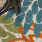 Nourison Aloha Indoor/Outdoor Floral Turquoise Multicolor 7'10' X Round Area Rug, (8' Round)