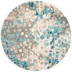Safavieh Madison Collection Area Rug - 8' Round, Grey & Blue, Boho Abstract Distressed Design, Non-Shedding & Easy Care, Ideal F