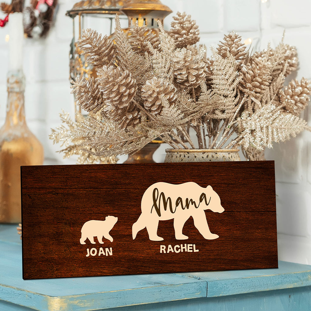Personalized Mama Bear & Cubs Sign With Names - Up To 5 Cubs - 10 Colors & 6 Font Options, Custom Mama Bear Sign, Gift For Mom F