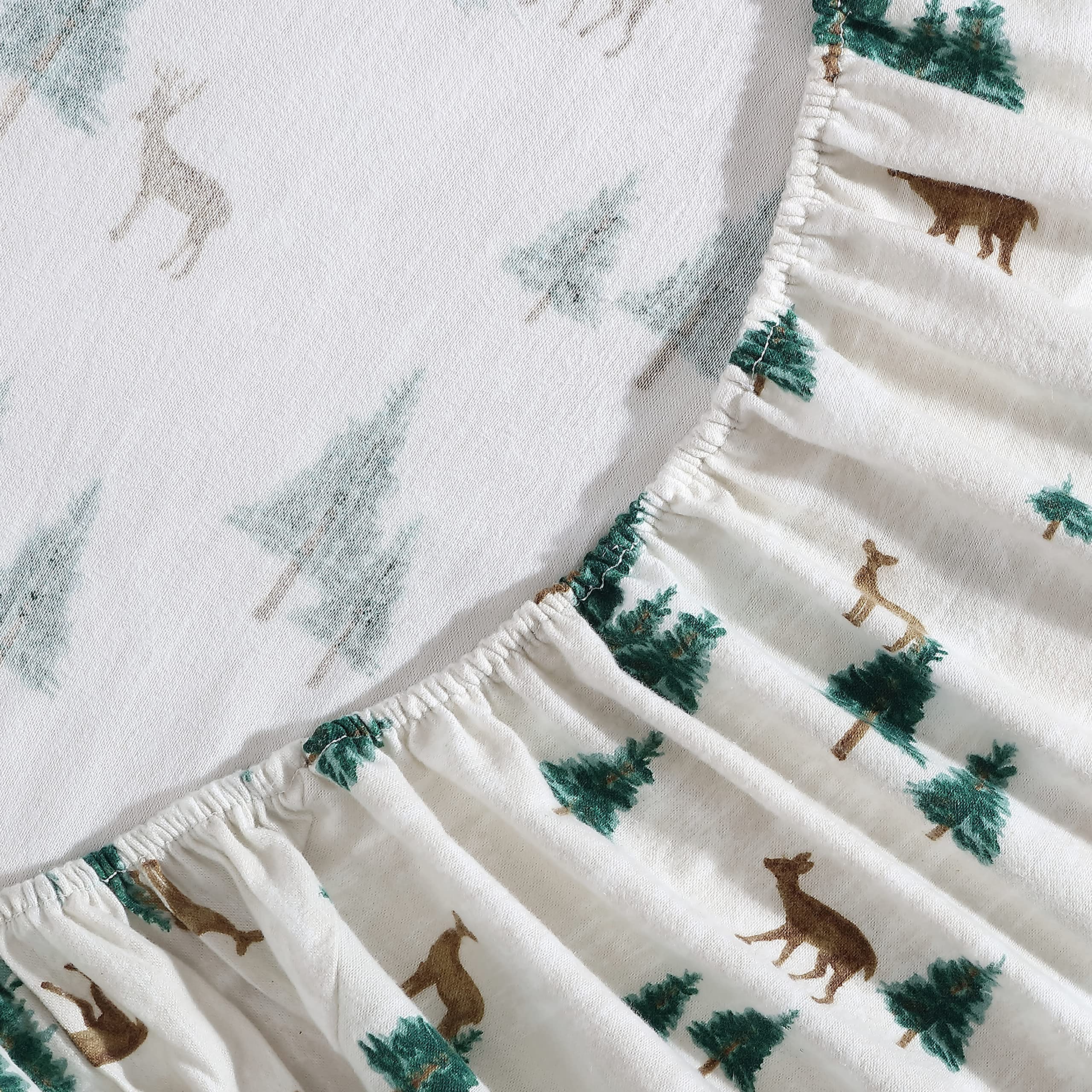 Eddie Bauer - King Sheets, Cotton Flannel Bedding Set, Brushed For Extra Softness, Cozy Home Decor (Deer Hollow, King)