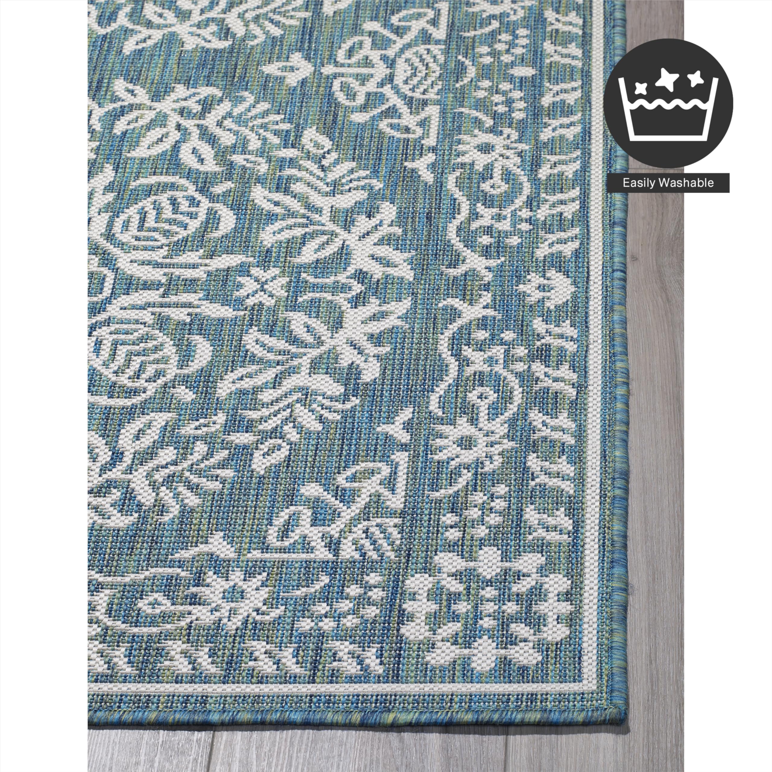 Fh Home Flat Woven Outdoor Rug - Waterproof, Easy To Clean, Stain Resistant - Premium Polypropylene Yarn - Farmhouse - Porch, De