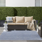 Nourison Essentials Indoor/Outdoor Blue/Grey 5' X Square Area -Rug, Easy -Cleaning, Non Shedding, Bed Room, Living Room, Dining Room, Backyard, Deck, Patio (5 Square)