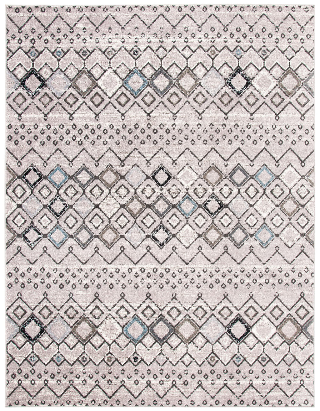 Safavieh Amsterdam Collection Area Rug - 10' X 14', Light Grey & Brown, Moroccan Boho Design, Non-Shedding & Easy Care, Ideal Fo