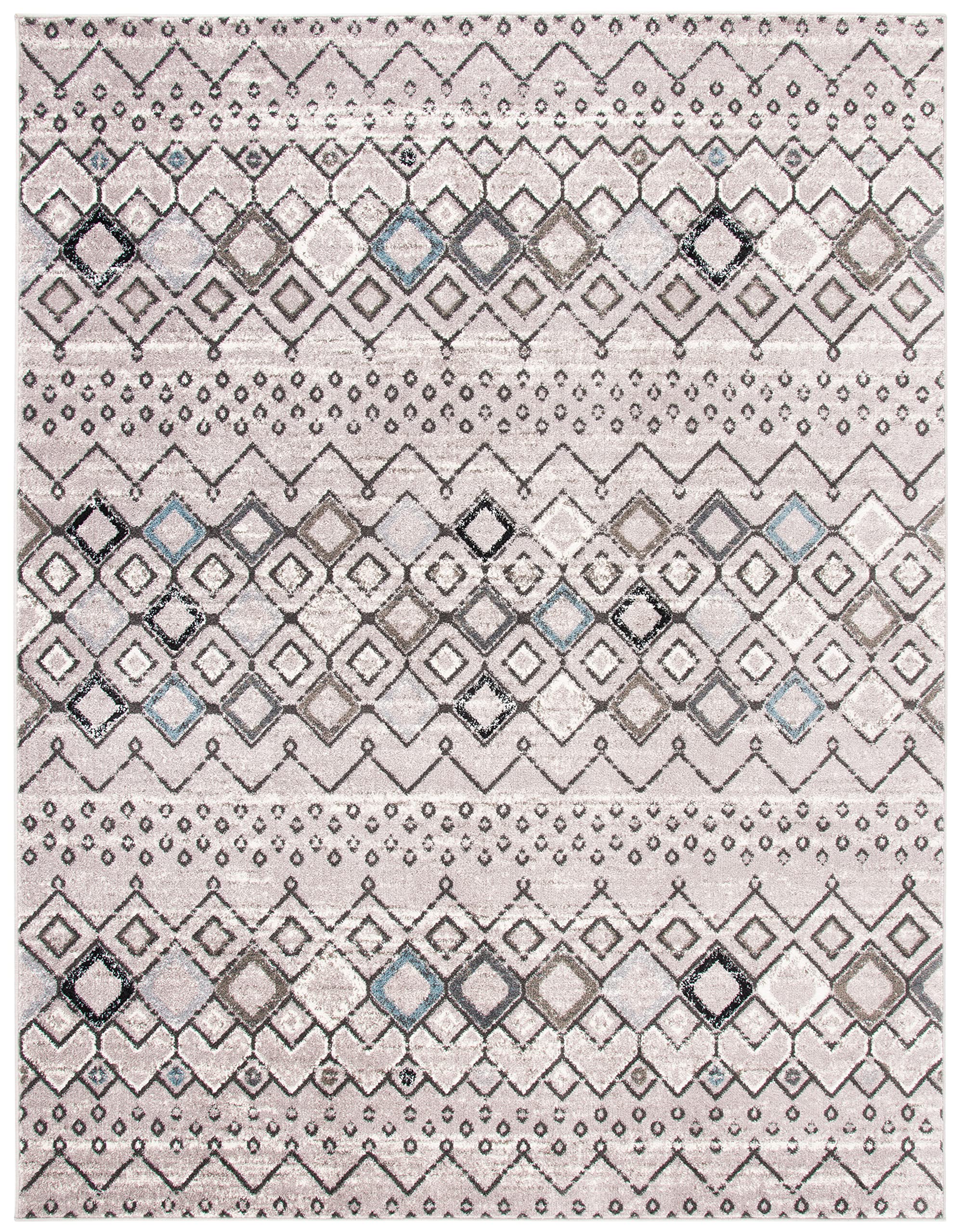 Safavieh Amsterdam Collection Area Rug - 10' X 14', Light Grey & Brown, Moroccan Boho Design, Non-Shedding & Easy Care, Ideal Fo