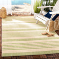 SAFAVIEH Courtyard Collection Accent Rug - 4 x 57, Beige & Sweet Pea, Stripe Design, Non-Shedding & Easy Care, Indoor/Outdoor 