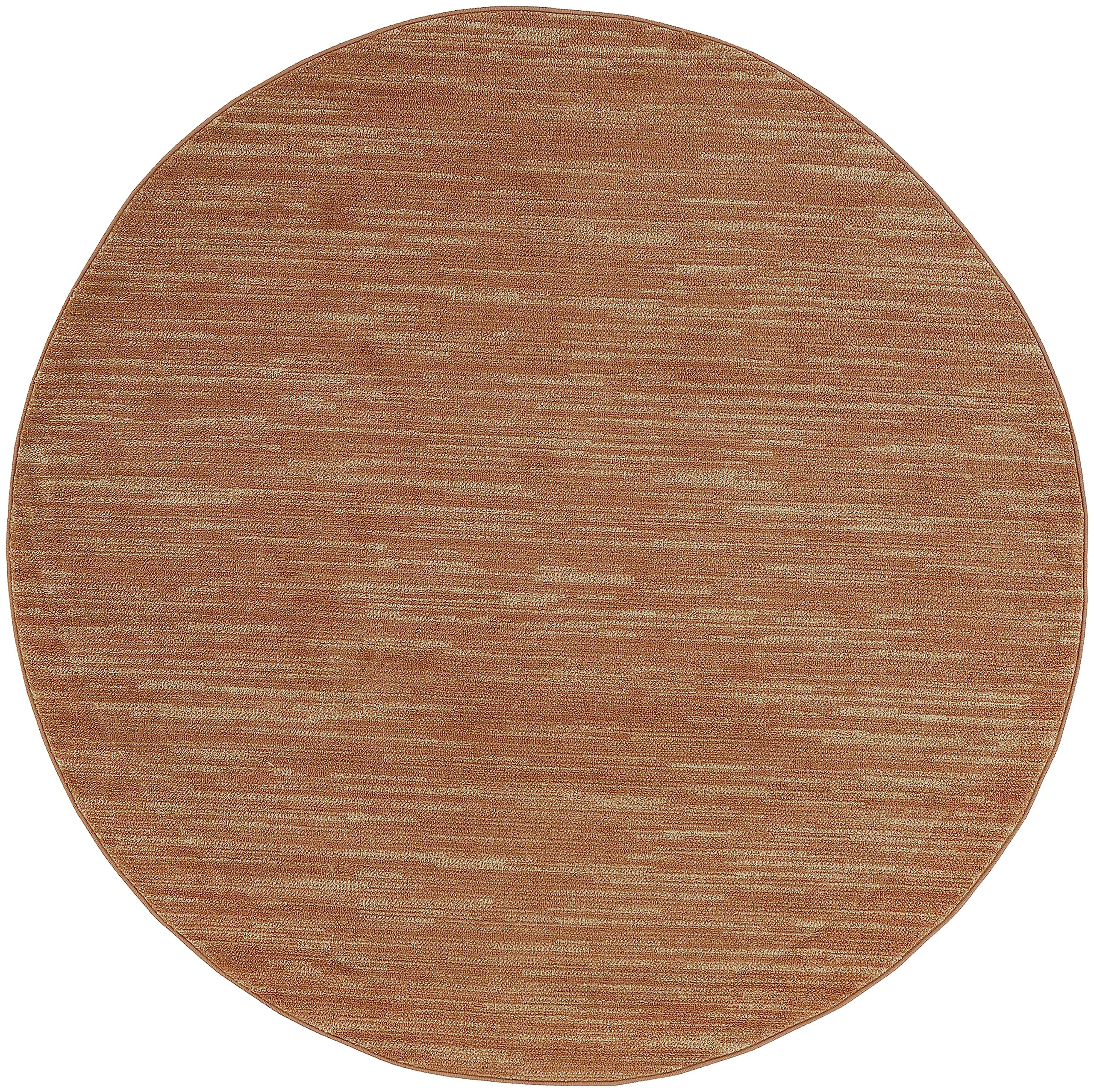 Nourison Essentials Indoor/Outdoor Rust 4' X Round Area Rug, Easy Cleaning, Non Shedding, Bed Room, Living Room, Dining Room, Backyard, Deck, Patio (4 Round)
