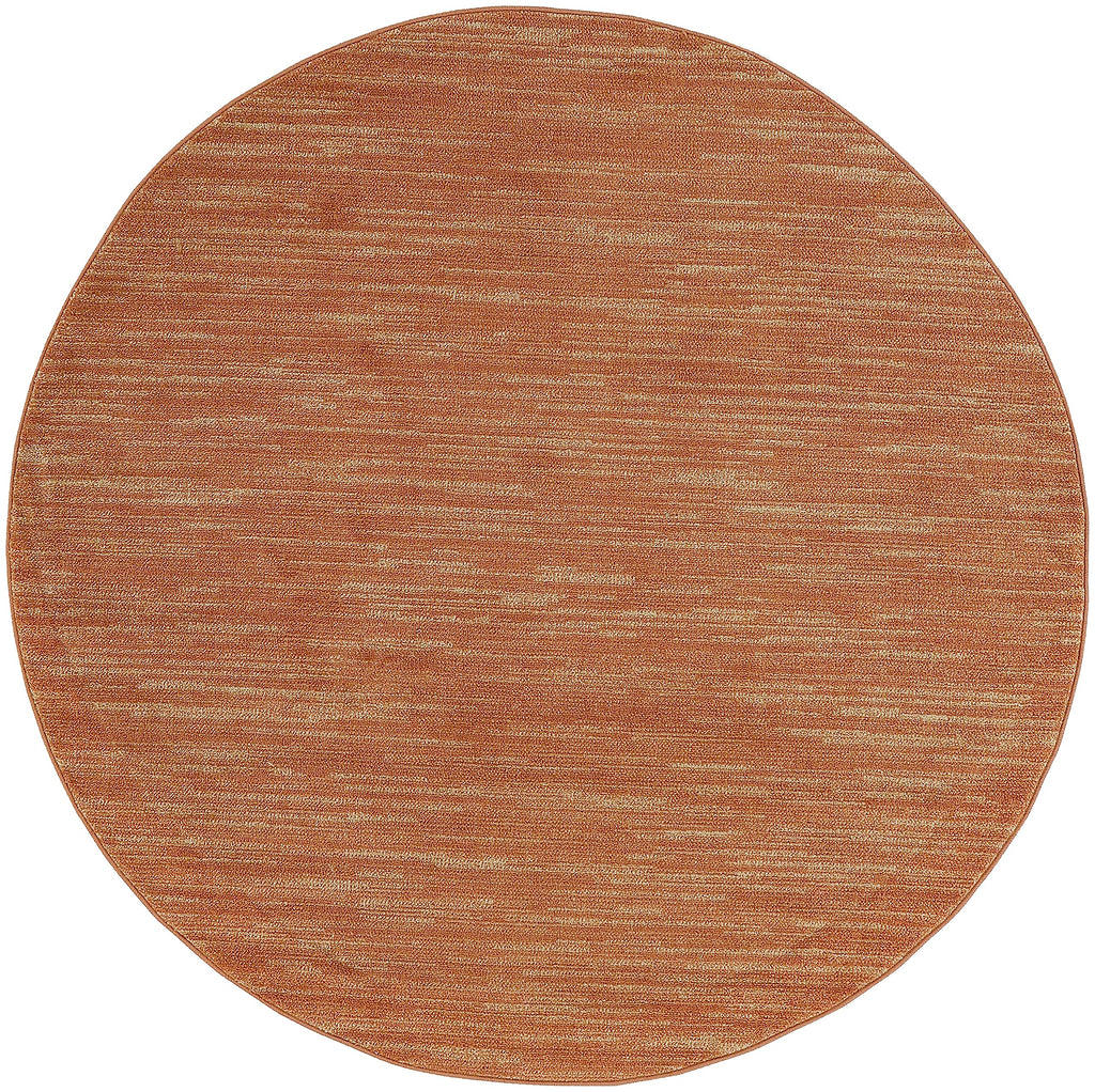 Nourison Essentials Indoor/Outdoor Rust 8' X Round Area Rug, Easy Cleaning, Non Shedding, Bed Room, Living Room, Dining Room, Backyard, Deck, Patio (8 Round)
