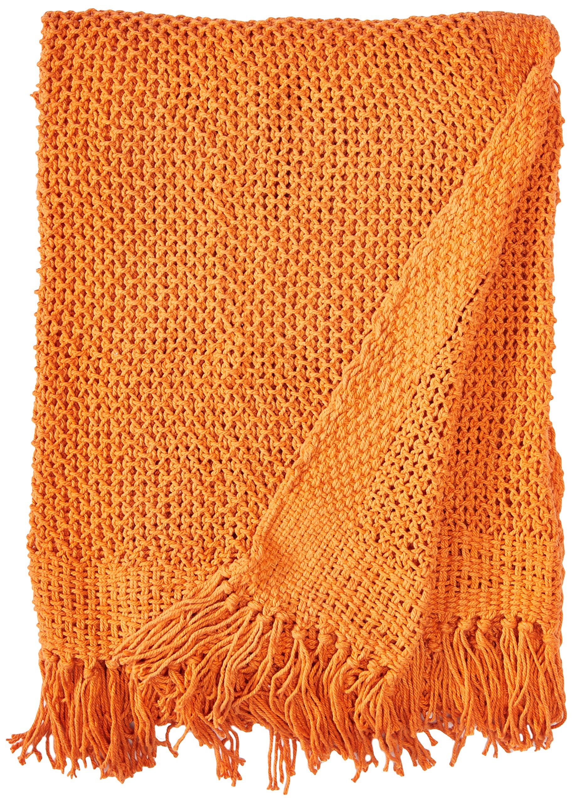 Rizzy Home | TH0432 | Throw | 50"x60" Orange Solid Woven