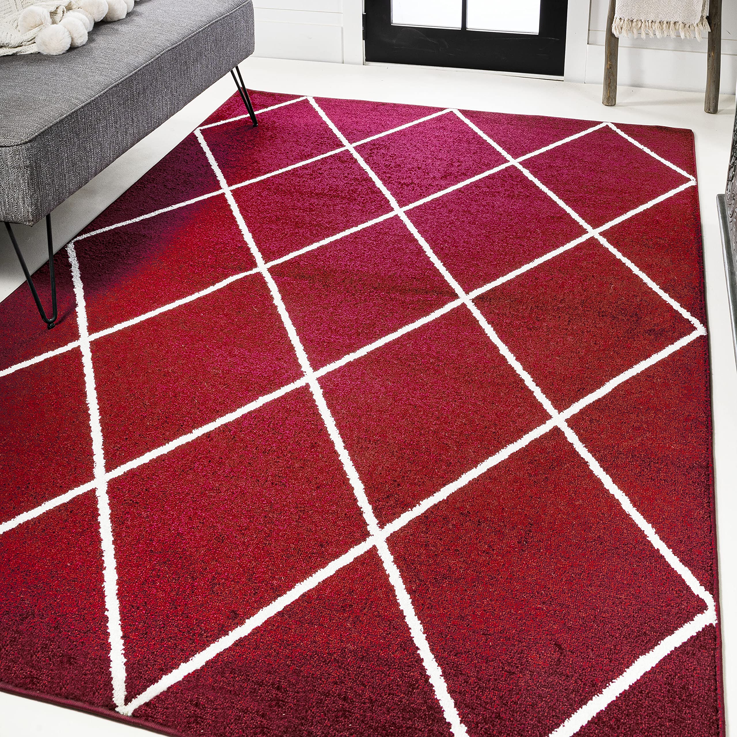 JONATHAN Y SEU102I-5 Cole Minimalist Diamond Trellis Indoor Area-Rug, Modern, Contemporary, Casual Easy-Cleaning,Bedroom,Kitchen