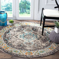 SAFAVIEH Monaco Collection Area Rug - 3 Round, Grey & Light Blue, Boho Chic Medallion Distressed Design, Non-Shedding & Easy Ca