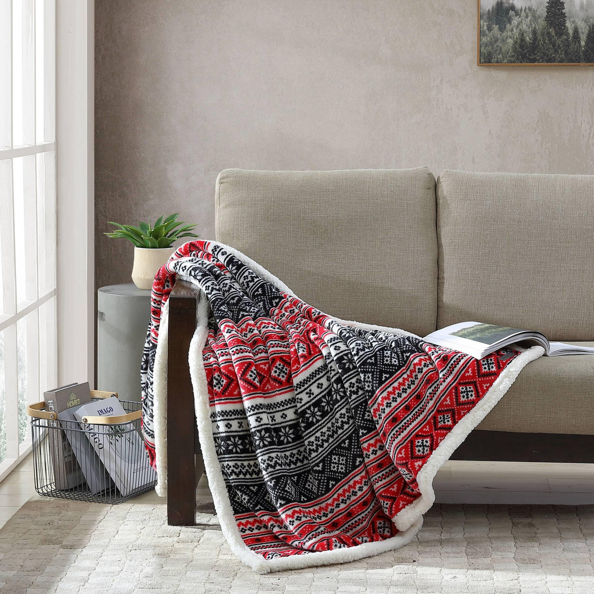 Eddie Bauer Ultra-Plush Collection Throw Blanket-Reversible Sherpa Fleece Cover, Soft & Cozy, Perfect For Bed Or Couch, Fair Isl