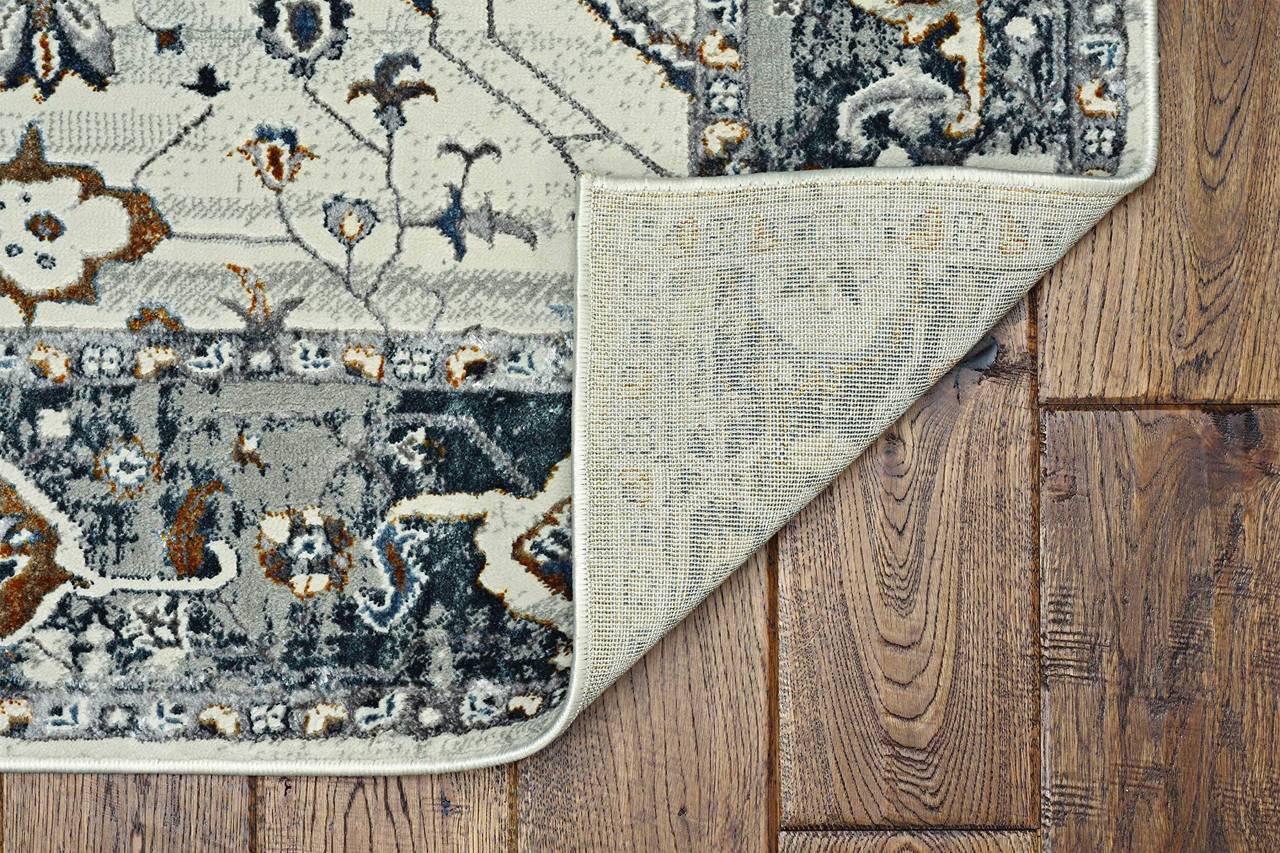 HomeRoots 8'X11' Ivory Grey Machine Woven Traditional Indoor Area Rug