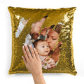 Custom Photo Sequin Pillow Cases | Gold Mermaid Cover W Any Picture | Magic Reversible Throw Pillowcase Decorative Cushion, Gift