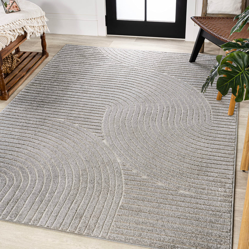 JONATHAN Y SCN100A-3 Skagen High-Low Minimalist Curve Geometric Indoor/Outdoor Area Rug, Modern, Contemporary, Geometric, Bohemi