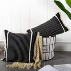 Ojia Modern Throw Pillow Cover With Tassels, Decorative Liana Fringe Accent Cushion Case, Farmhouse Woven Pillowcase For Sofa Ch