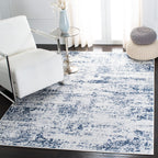 SAFAVIEH Amelia Collection Accent Rug - 3' x 5', Ivory & Navy, Modern Abstract Design, Non-Shedding & Easy Care, Ideal for High 