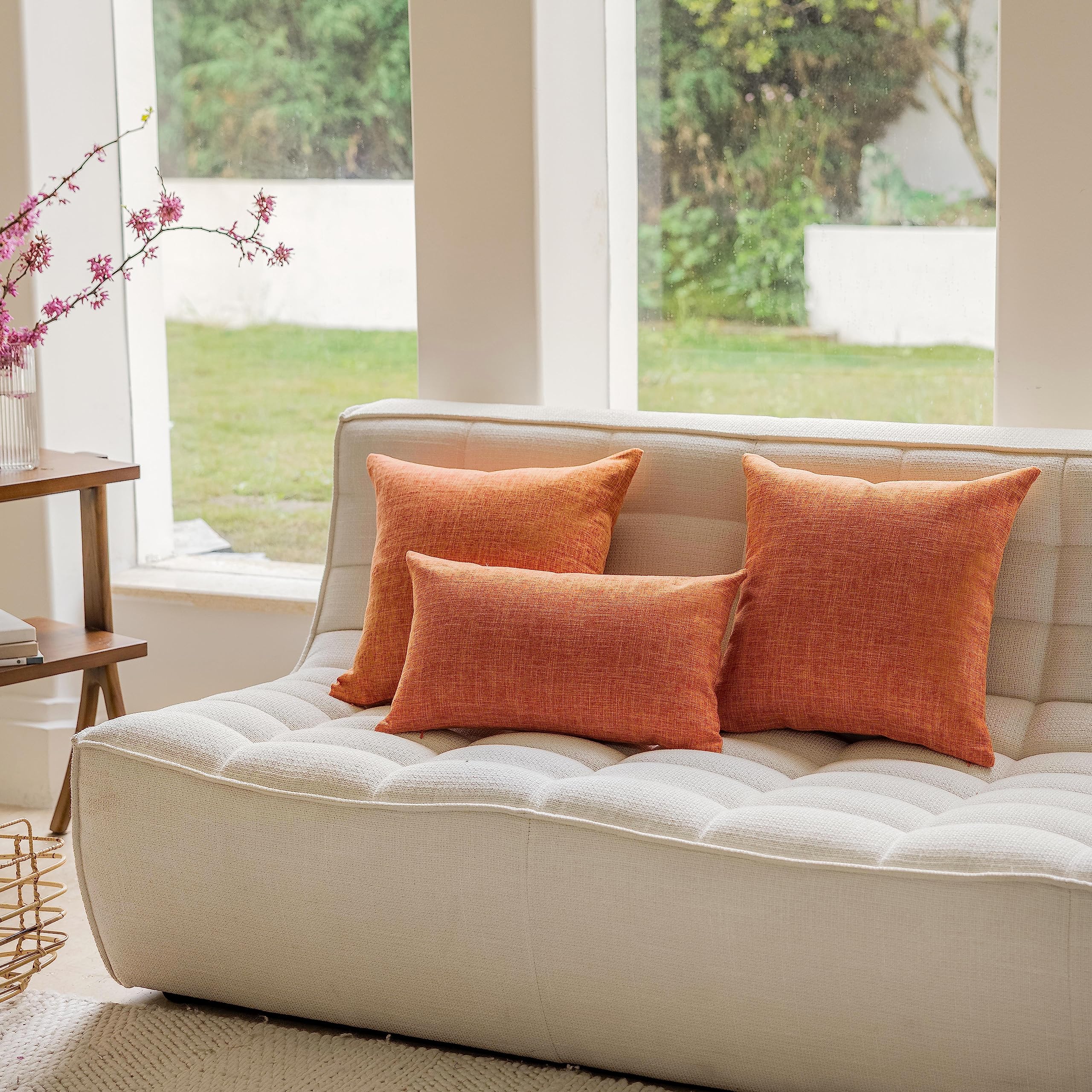 Home Brilliant Pillow Covers 24 X 24 Decorative Euro Pillow Shams Soft Lined Linen Fall Throw Pillows For Couch Sofa Patio Floor