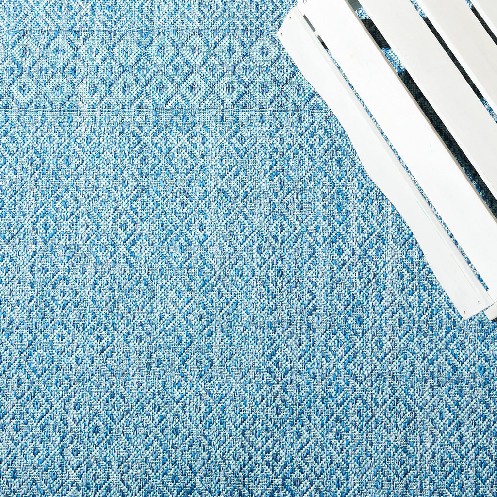 Safavieh Courtyard Collection 6'7' Square Aqua/Navy Cy8235 Indoor/ Outside Waterproof Easy Cleansingpatio Backyard Mudroom Area Mat