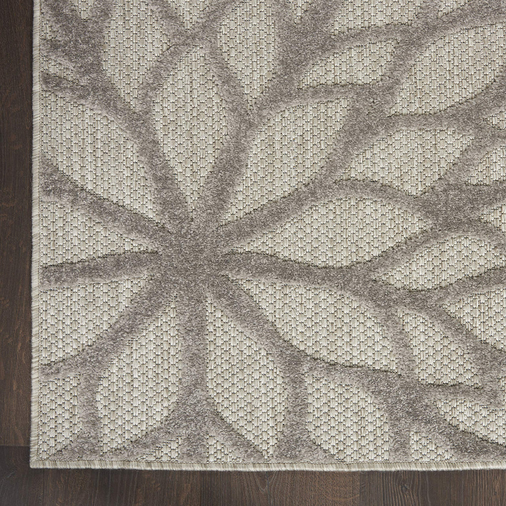 Nourison Aloha Indoor/Outdoor Floral Silver Grey 2'3' X 12' Area Rug, (12' Runner)