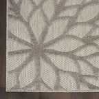 Nourison Aloha Indoor/Outdoor Floral Silver Grey 2'3' X 12' Area Rug, (12' Runner)