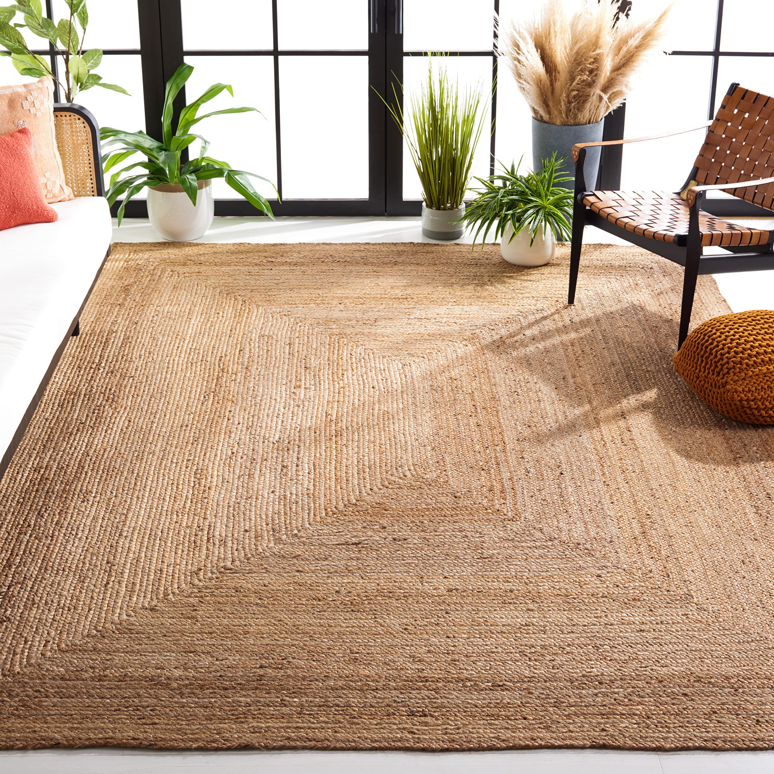 SAFAVIEH Cape Cod Collection Area Rug - 8 x 10, Natural, Handmade Flat Weave Jute, Ideal for High Traffic Areas in Living Room