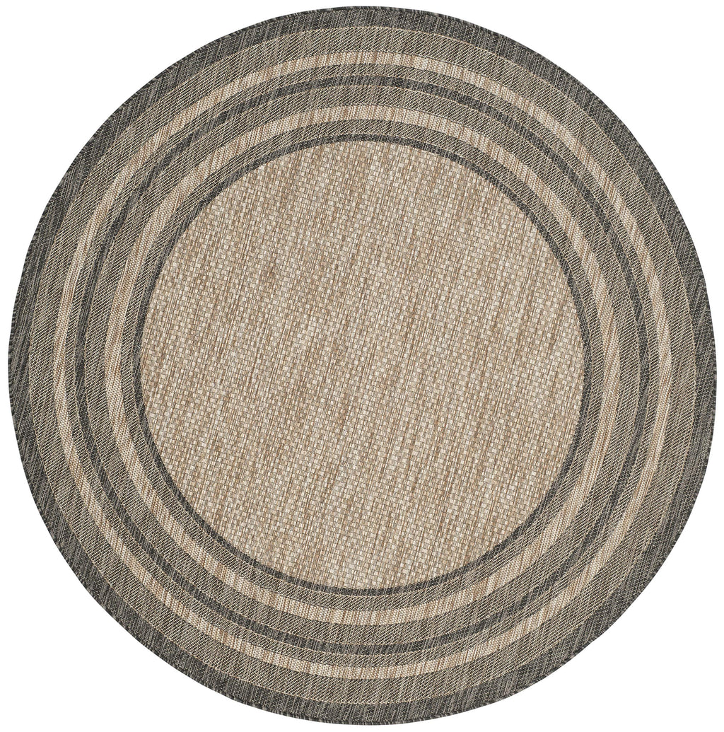 Safavieh Courtyard Collection 4' Round Natural / Black Cy8475 Indoor/ Outdoor Patio Backyard Mudroom Area Rug
