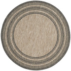 Safavieh Courtyard Collection 4' Round Natural / Black Cy8475 Indoor/ Outdoor Patio Backyard Mudroom Area Rug
