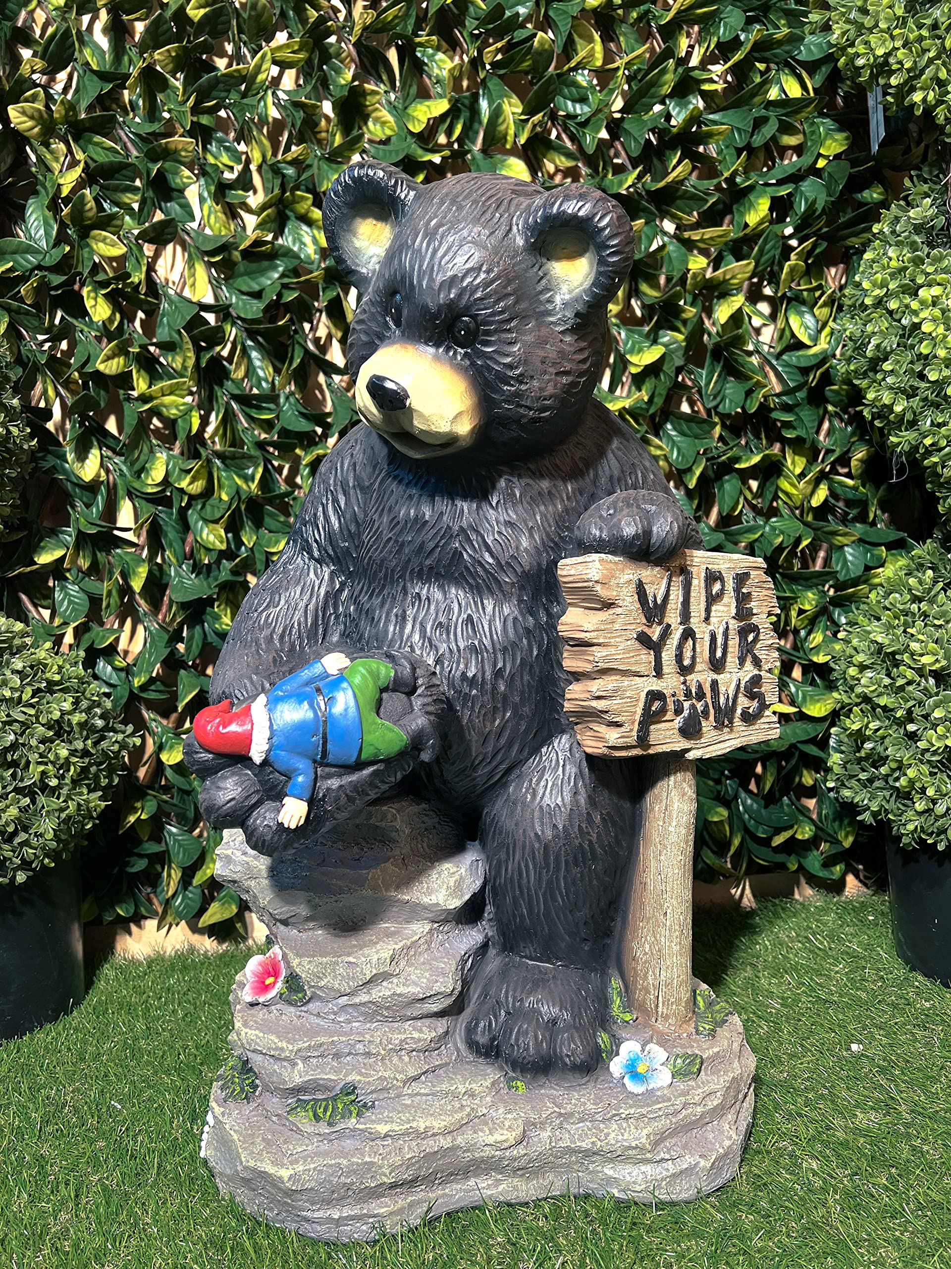 Bear Holding Sign And Gnome
