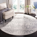 SAFAVIEH Madison Collection 4 Round Silver / Ivory MAD603G Oriental Snowflake Medallion Distressed Non-Shedding Dining Room Ent