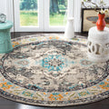SAFAVIEH Monaco Collection 9 Round Grey/Light Blue MNC243G Boho Chic Medallion Distressed Non-Shedding Dining Room Entryway Foy