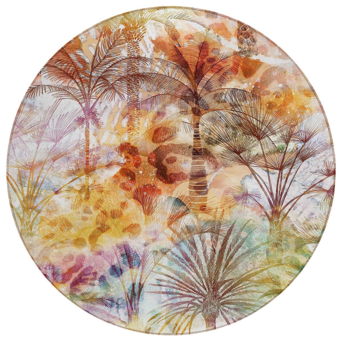 Dalyn Rugs Tropics Tc15 Multi 8' X 8' Indoor Outdoor Round Rug, Easy Clean, Machine Washable, Non Shedding, Bedroom, Living Room, Dining Room, Kitchen, Patio Rug