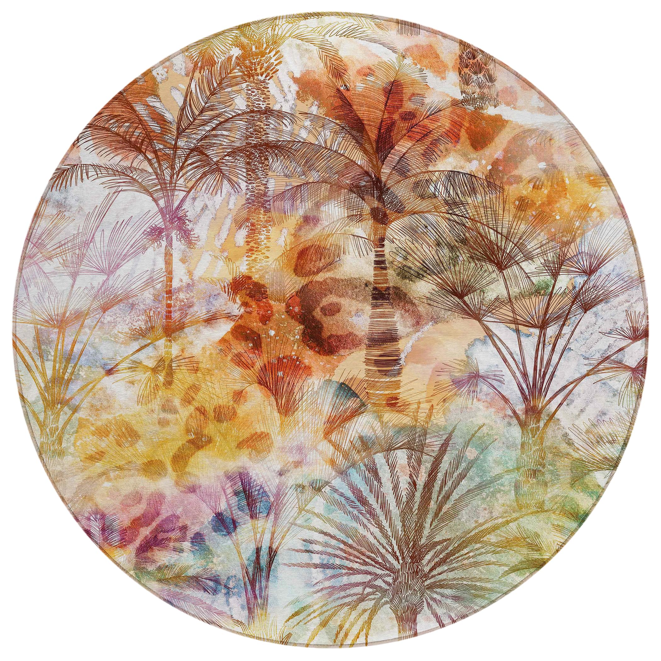 Dalyn Rugs Tropics Tc15 Multi 8' X 8' Indoor Outdoor Round Rug, Easy Clean, Machine Washable, Non Shedding, Bedroom, Living Room, Dining Room, Kitchen, Patio Rug