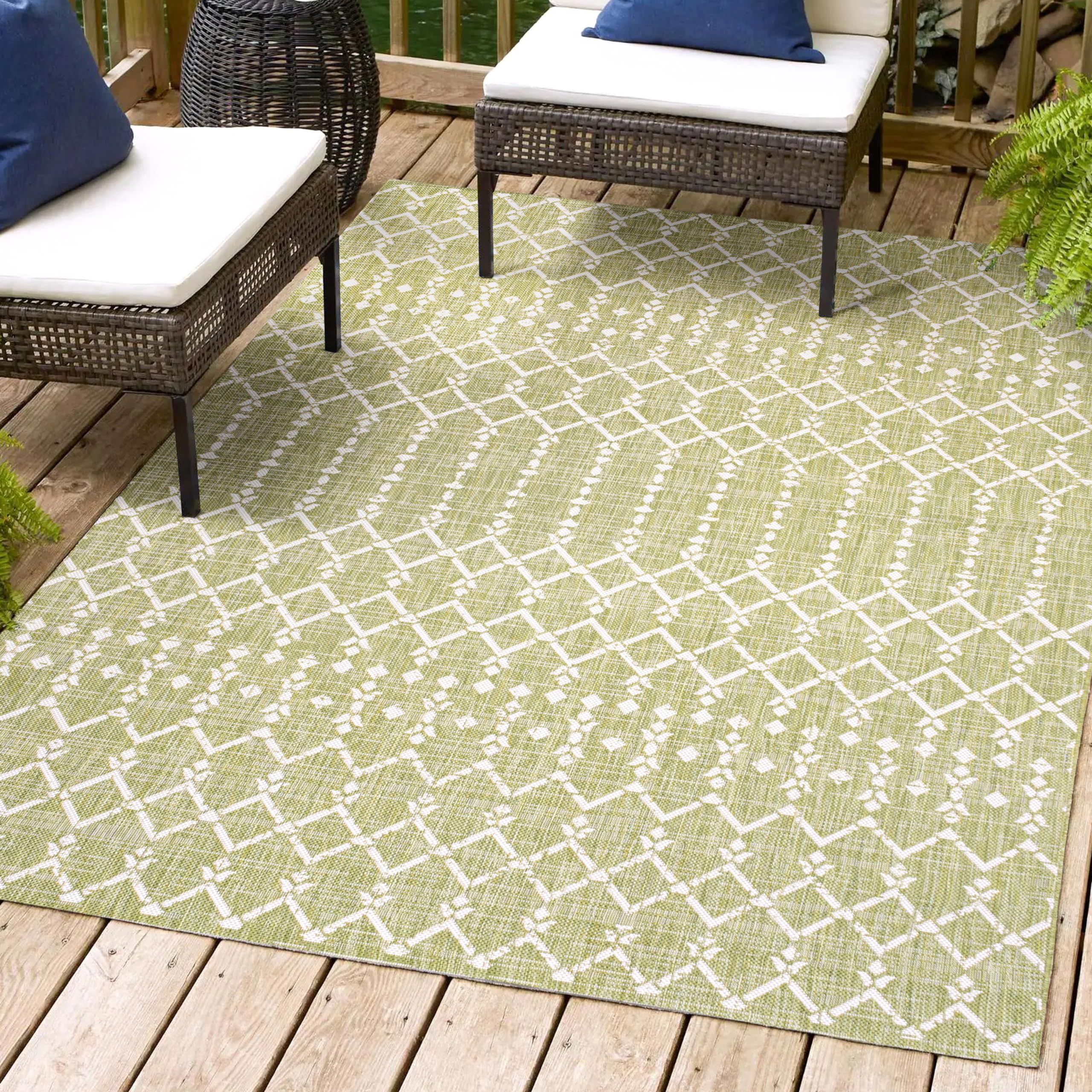 Jonathan Y Smb108N-8 Ourika Moroccan Geometric Textured Weave Indoor Outdoor Area Rug, Coastal,Traditional,Transitional Easy Cle