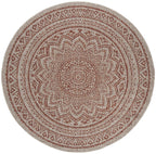 Safavieh Courtyard Collection 7'10' Round Light Beige/Terracotta Cy8734 Indoor/ Outdoor Waterproof Easy Cleaning Patio Backyard Mudroom Area Rug