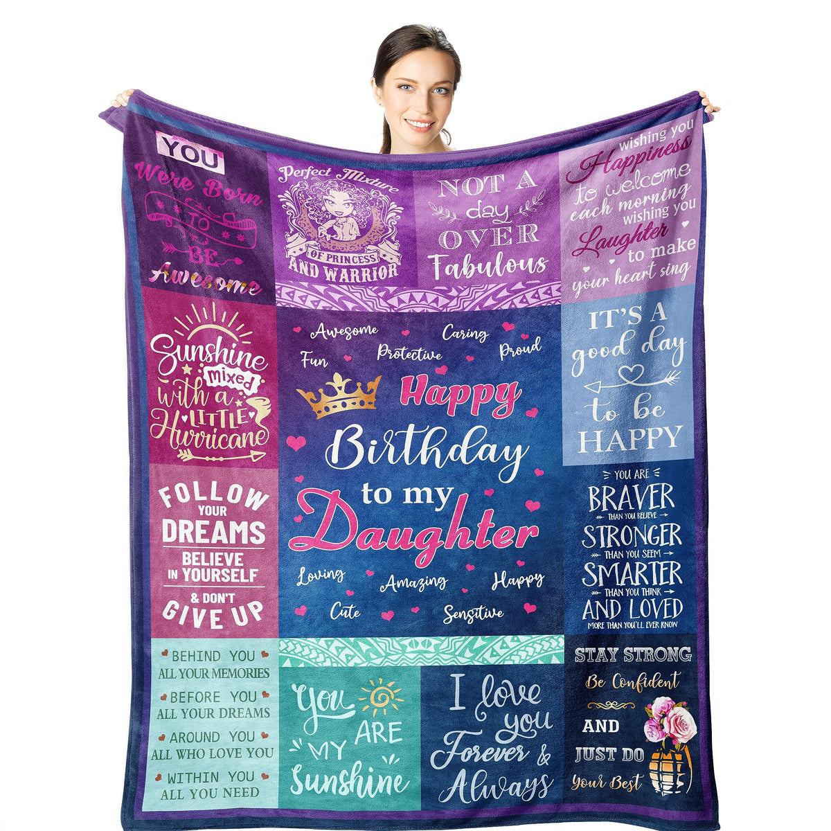 Wisegem Daughter Birthday Gifts - To My Daughter Gifts For Birthday Blanket 60'X50' - Birthday Gift For Daughter - Happy Birth