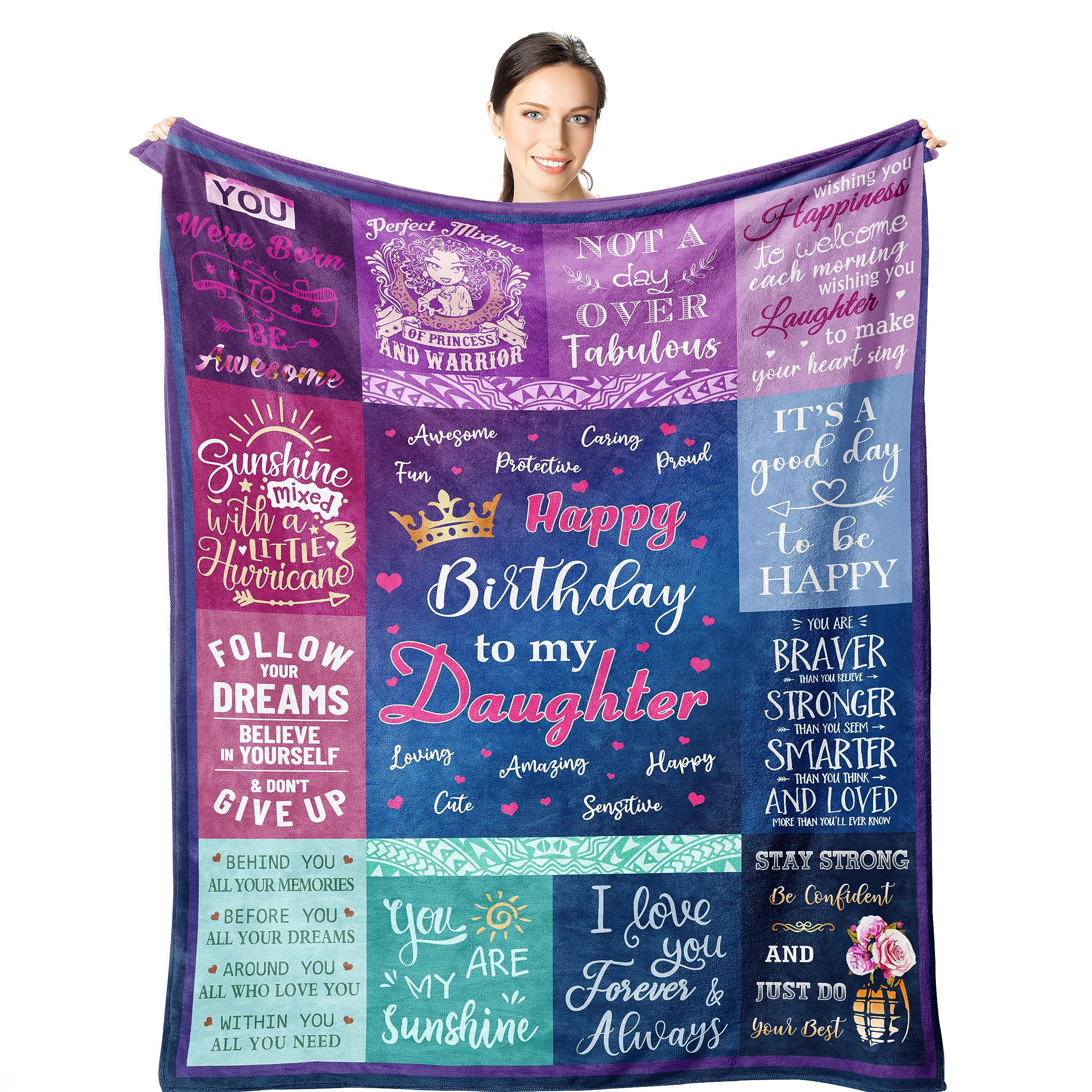 Wisegem Daughter Birthday Gifts - To My Daughter Gifts For Birthday Blanket 60'X50' - Birthday Gift For Daughter - Happy Birth