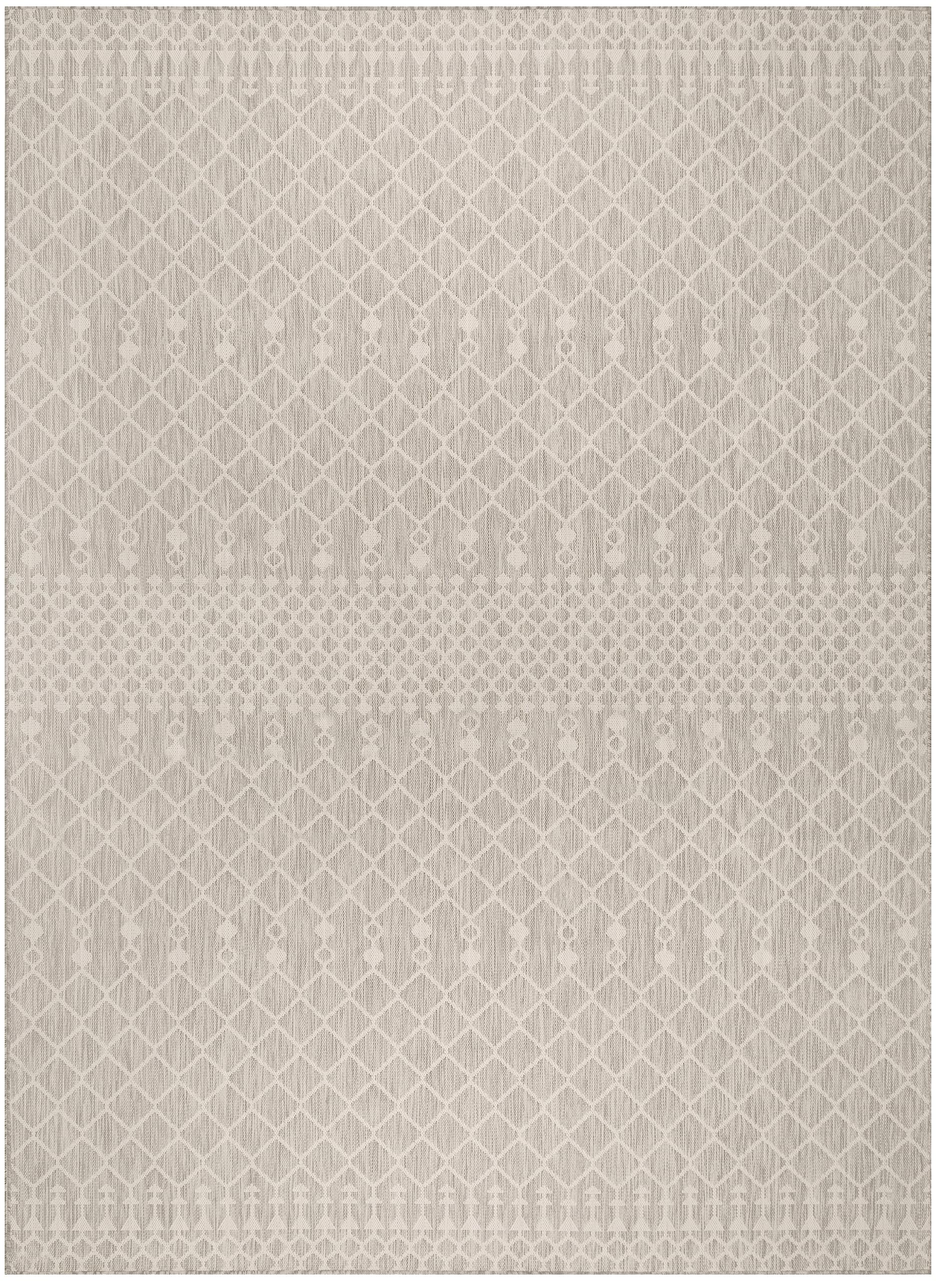 Nourison Positano Indoor/Outdoor Light Grey 8' X 10' Area Rug, Easy Cleaning, Non Shedding, Bed Room, Living Room, Dining Room, Backyard, Deck, Patio (8X10)