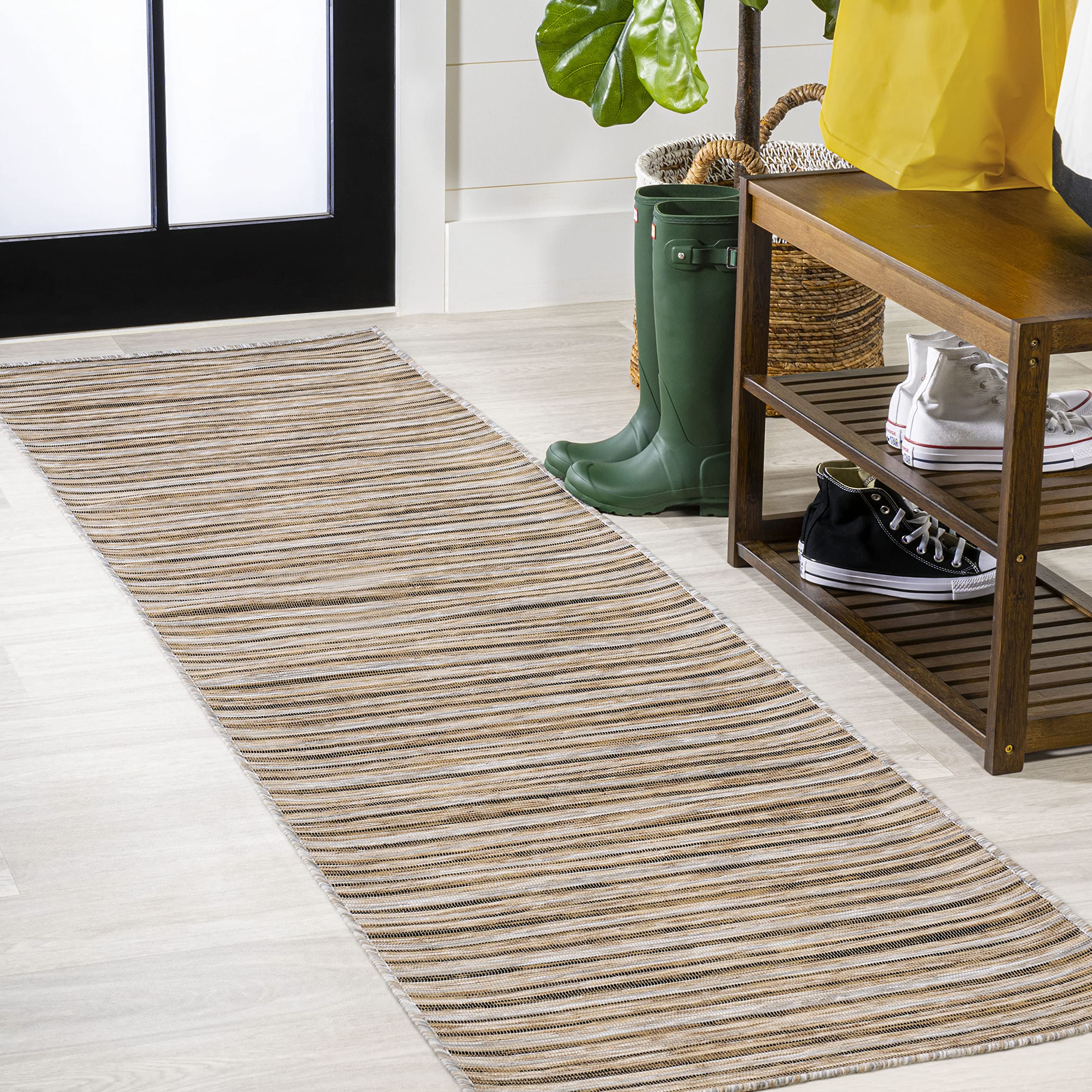 Jonathan Y Tsn102B-28 Finn Modern Farmhouse Pinstripe Indoor Outdoor Area-Rug Casual Contemporary Coastal Easy-Cleaning Bedroom