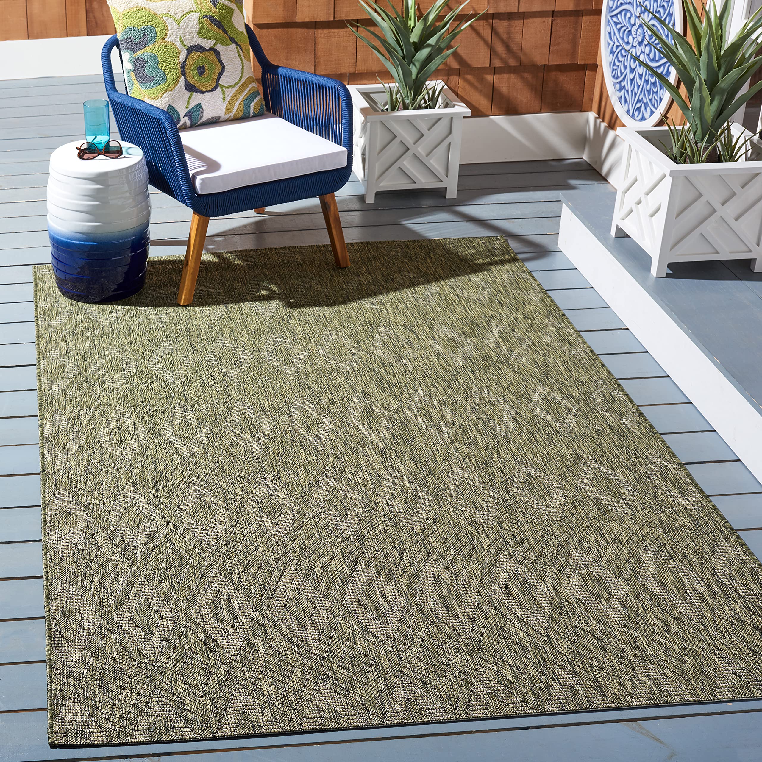 Safavieh Courtyard Collection 5'3' X 7'7' Olive Cy8522 Indoor/ Outdoor Patio Backyard Mudroom Area Rug
