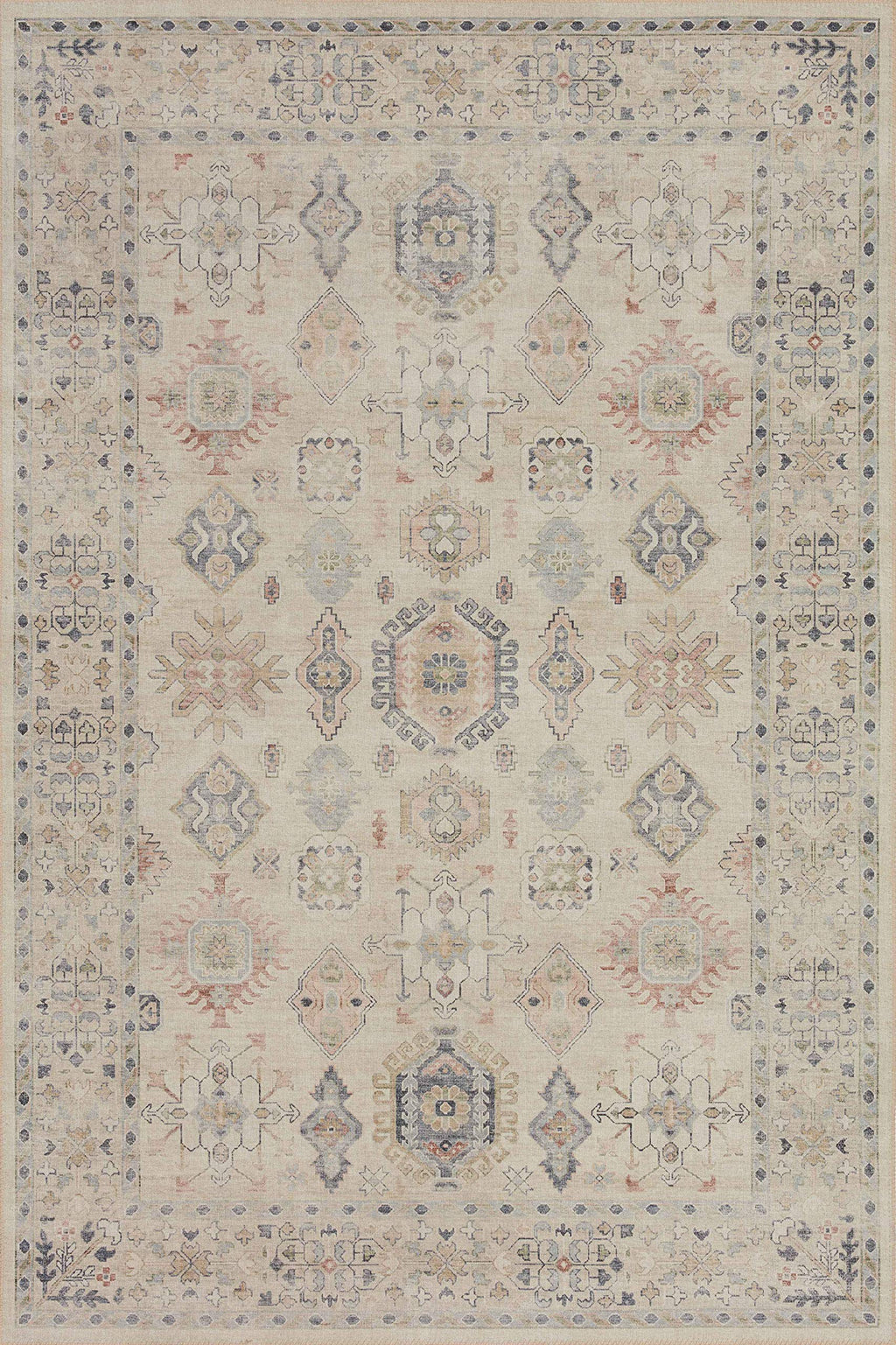 Loloi Ii Hathaway Collection Hth-04 Beige / Multi 5'-0'' X 7'-6'', .25'' Thick, Area Rug, Soft, Durable, Printed, Modern, Low Pi