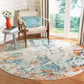 SAFAVIEH Madison Collection 9 Round Cream Orange MAD478B Modern Abstract Non-Shedding Dining Room Entryway Foyer Living Room Be