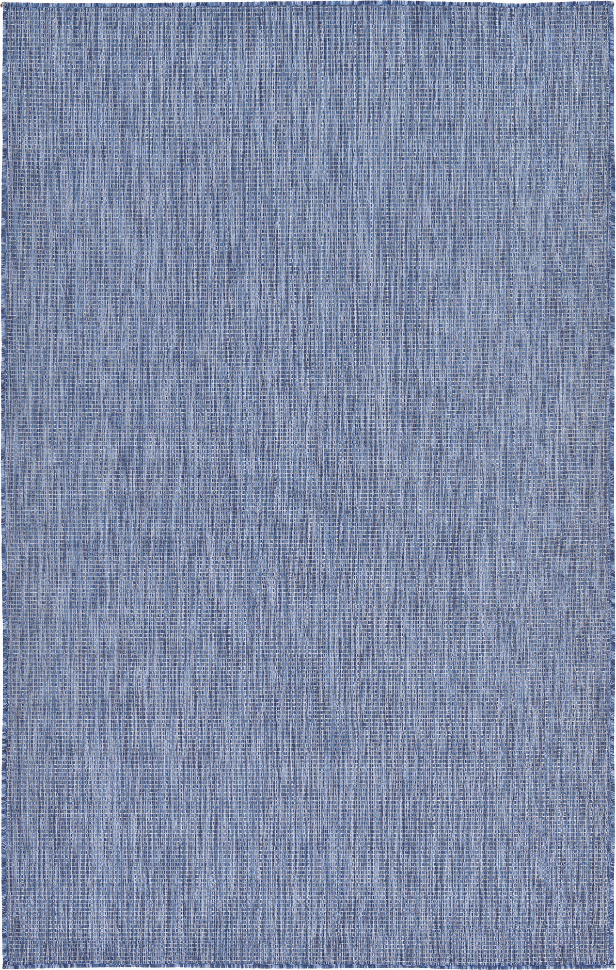 Unique Loom Collection Casual Transitional Solid Heathered Indoor/Outdoor Flatweave Area Rug (5' 3' X 8' Rectangle, Blue/Navy Blue)