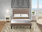 East West Furniture KD16F-1GA0C 2 Piece Set - 1 Full Size Bed Frame Dark Khaki Linen Fabric Padded and Button Tufted Headboard with 1 Nightstand Bedroom - Wire Brushed Butter Cream Finish Nightstand