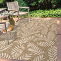 Jonathan Y Smb119A-9 Nevis Palm Frond Indoor Outdoor Area-Rug Coastal Floral Easy-Cleaning Bedroom Kitchen Backyard Patio Non Shedding, 9 X 12, Brown/Beige